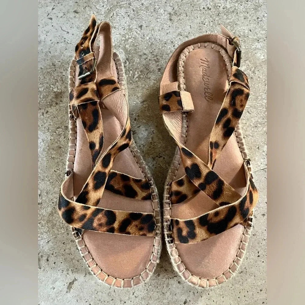 NWOB Madewell Malia Asymmetrical Espadrille Sandal calf Hair - Picture 4 of 8